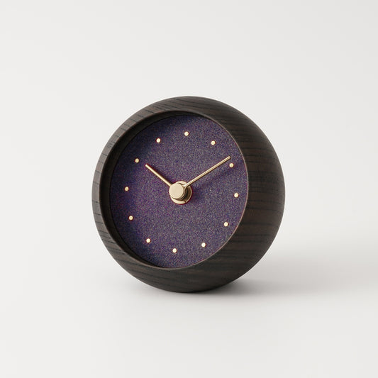 【受注生産２週間】名入れ可 岩絵具を使った置時計「はなもっこ」＜古代紫＞