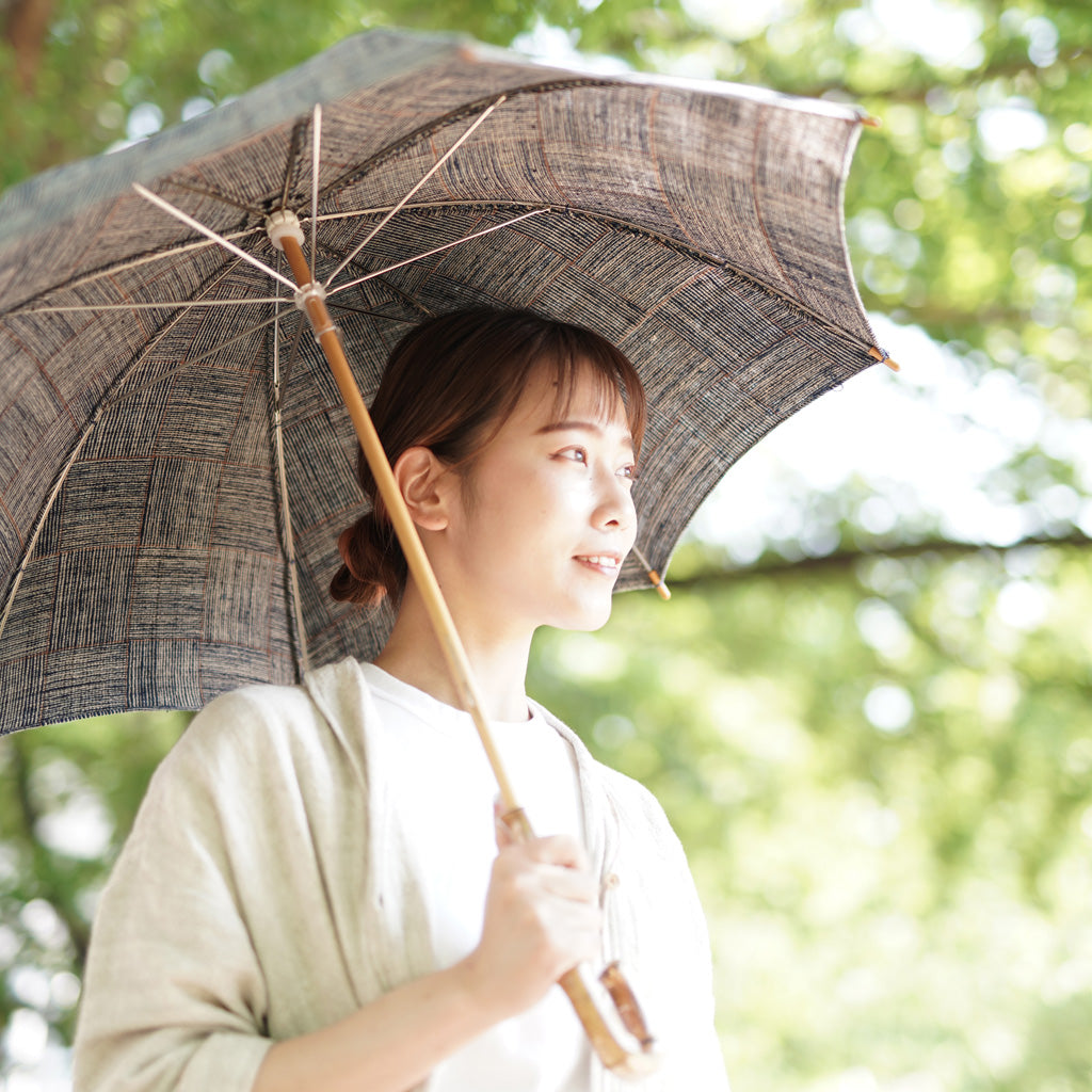 ＜Shoku＞手紡ぎ糸＆植物染め生地の日傘